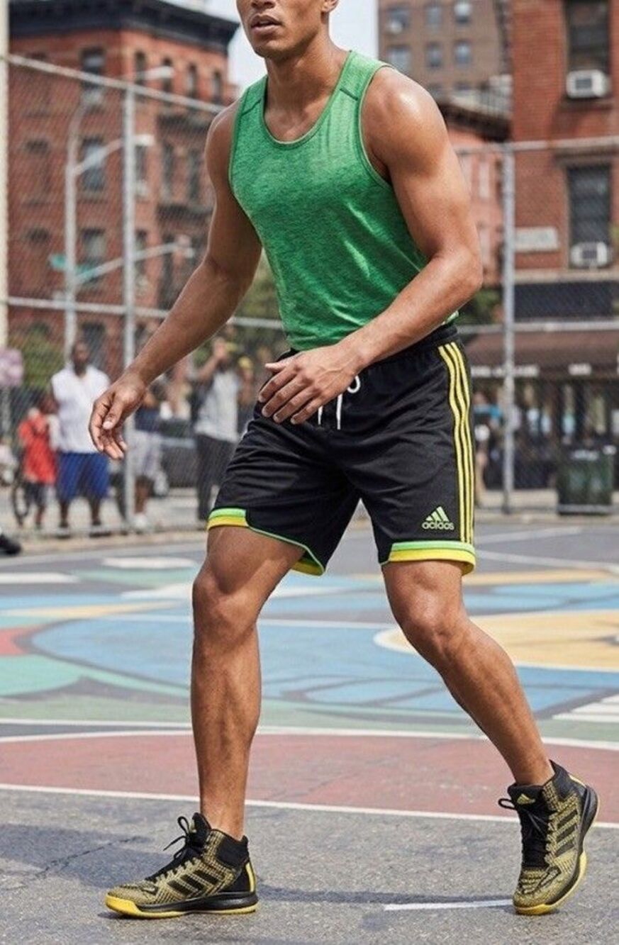 Adidas Mens Sz L Climacool Soccer Shorts Black Yellow Green Striped Y2K Retro